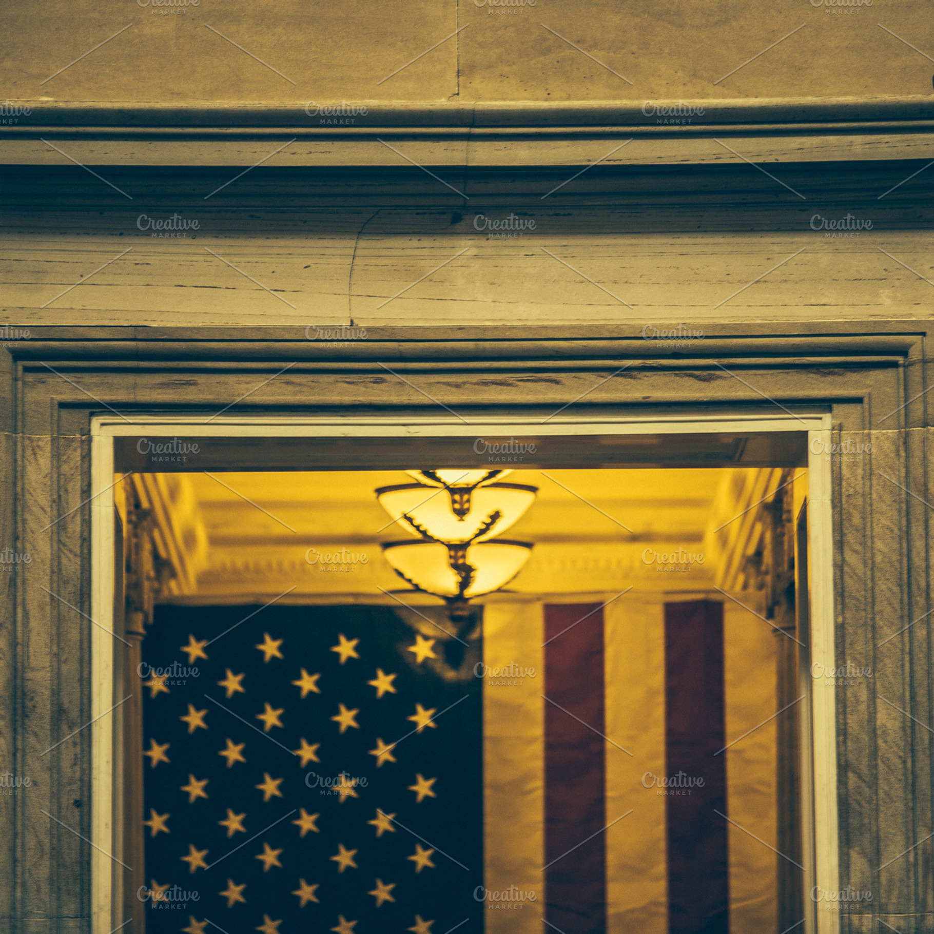 American flag hangs in hallway featuring washington dc, dc, and dome