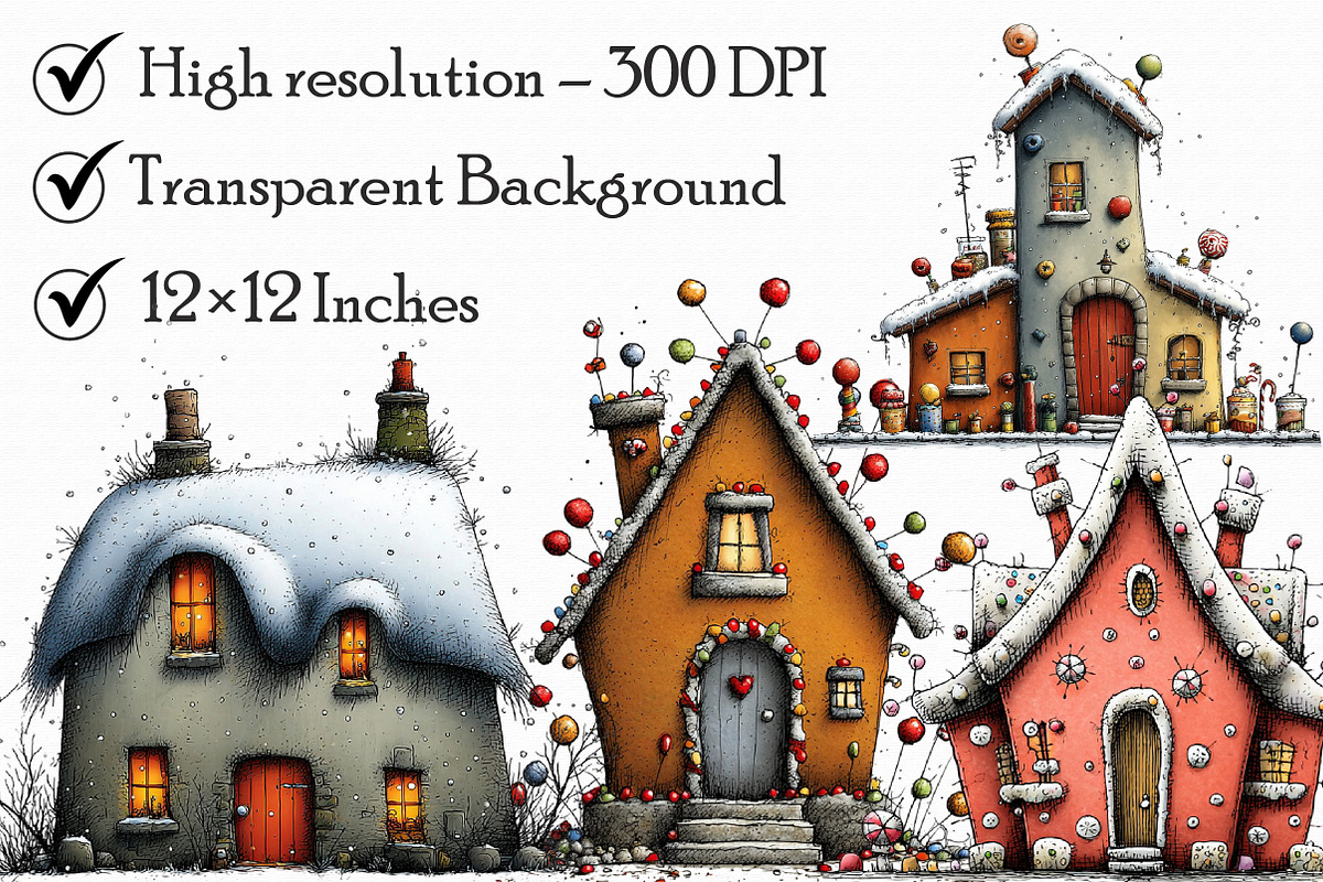 Whimsical Christmas House Clipart, an Illustration by Libby Wishes (Photo 6 of 7)