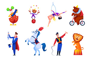 Cartoon circus characters. Animal, a Person Illustration by Stock-Smart-Start