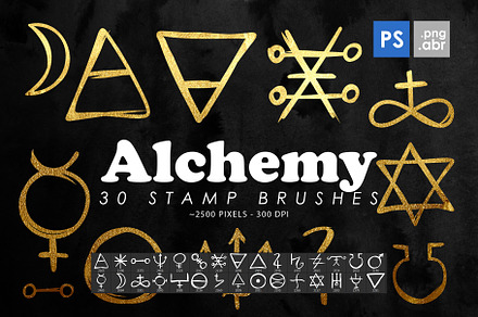 30 Alchemy Symbols Photoshop Brushes