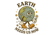 Earth Needs Us Now Wall Art Vintage, a Background Graphic by LaseredNinja (Thumbnail 1 of 7)