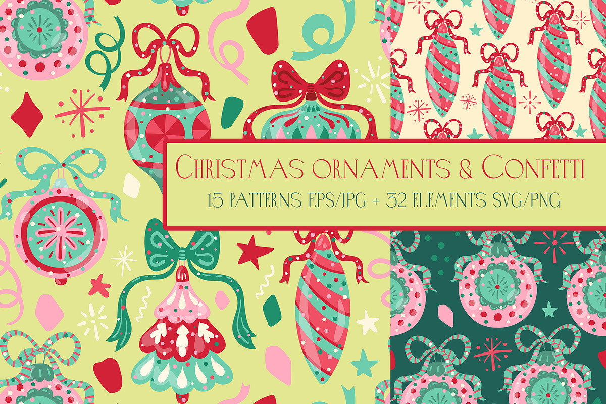 Christmas ornaments confetti pattern, a Pattern Graphic by Carpet Tapete Pretzel (Photo 1 of 11)