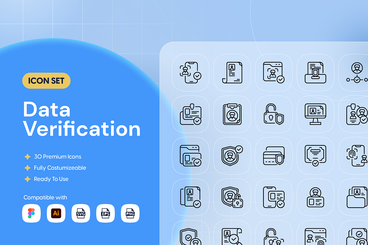 Data Verification Icon Set, an Outline Icon by Nathaya Studio (Photo 1 of 2)