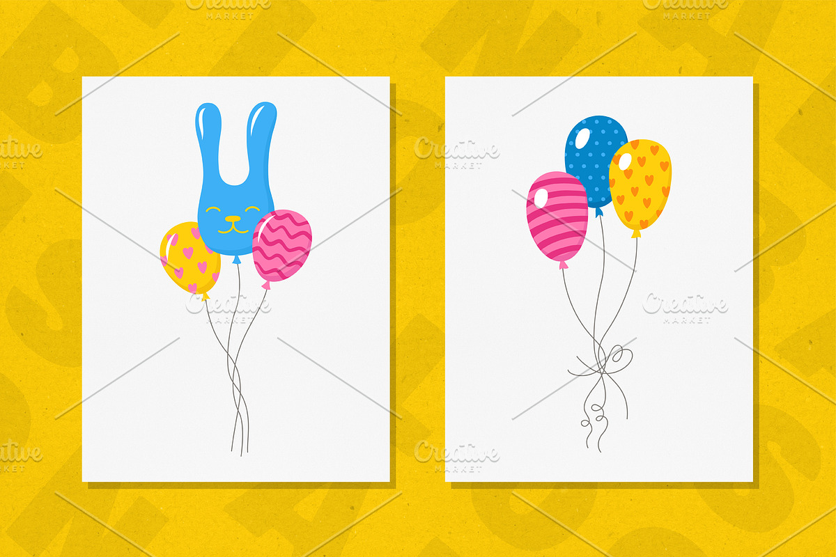 Balloons in a bunch Greeting vector, an Object Illustration by Neliakott ♥ (Photo 6 of 10)