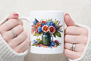Vintage Patriotic Flowers in Jar PNG, an Illustration by Sublimation Artist (Thumbnail 5 of 6)