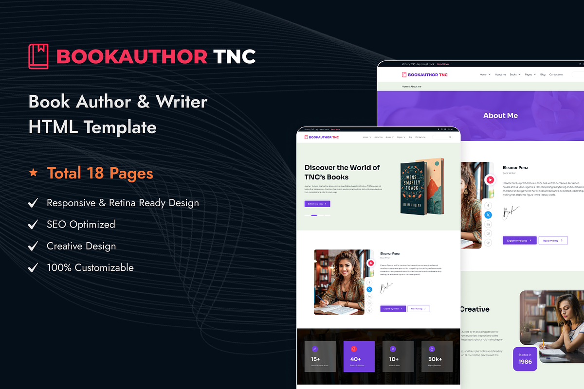 BookAuthor TNC, Author Web Template