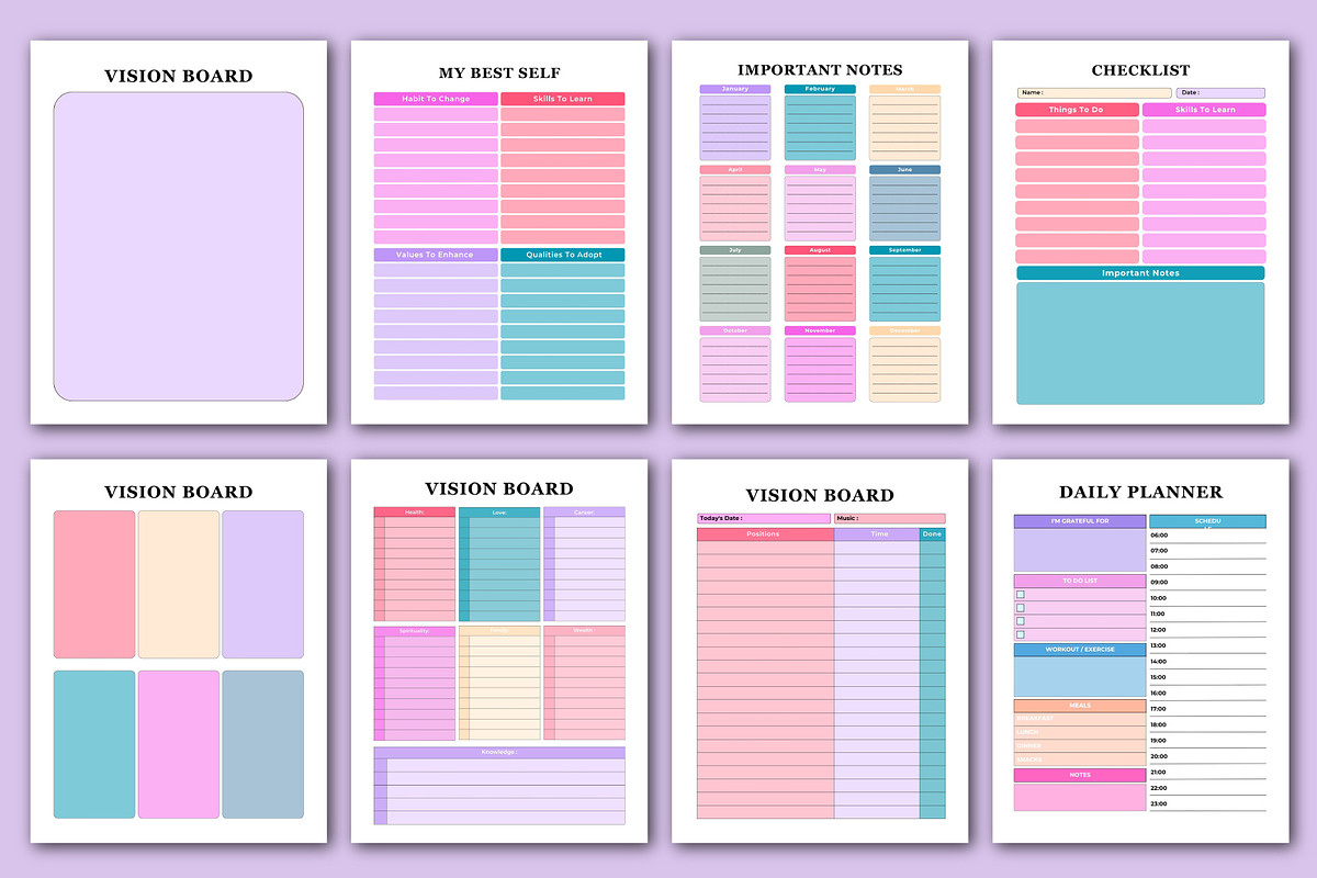 Vision Board planner, a Print Template by Designmela01 (Photo 5 of 5)