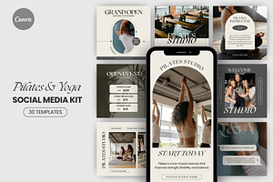 Pilates Yoga Instagram Templates, a Social Media Template by MiavoDesign