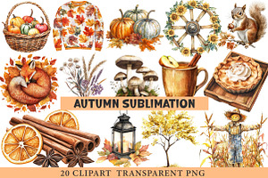 Watercolor Autumn Clipart, an Illustration by cherrydesign