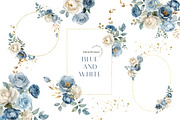 Elegant Navy & White Flowers Clipart, a Graphic by Sunflower Day Love (Thumbnail 2 of 5)
