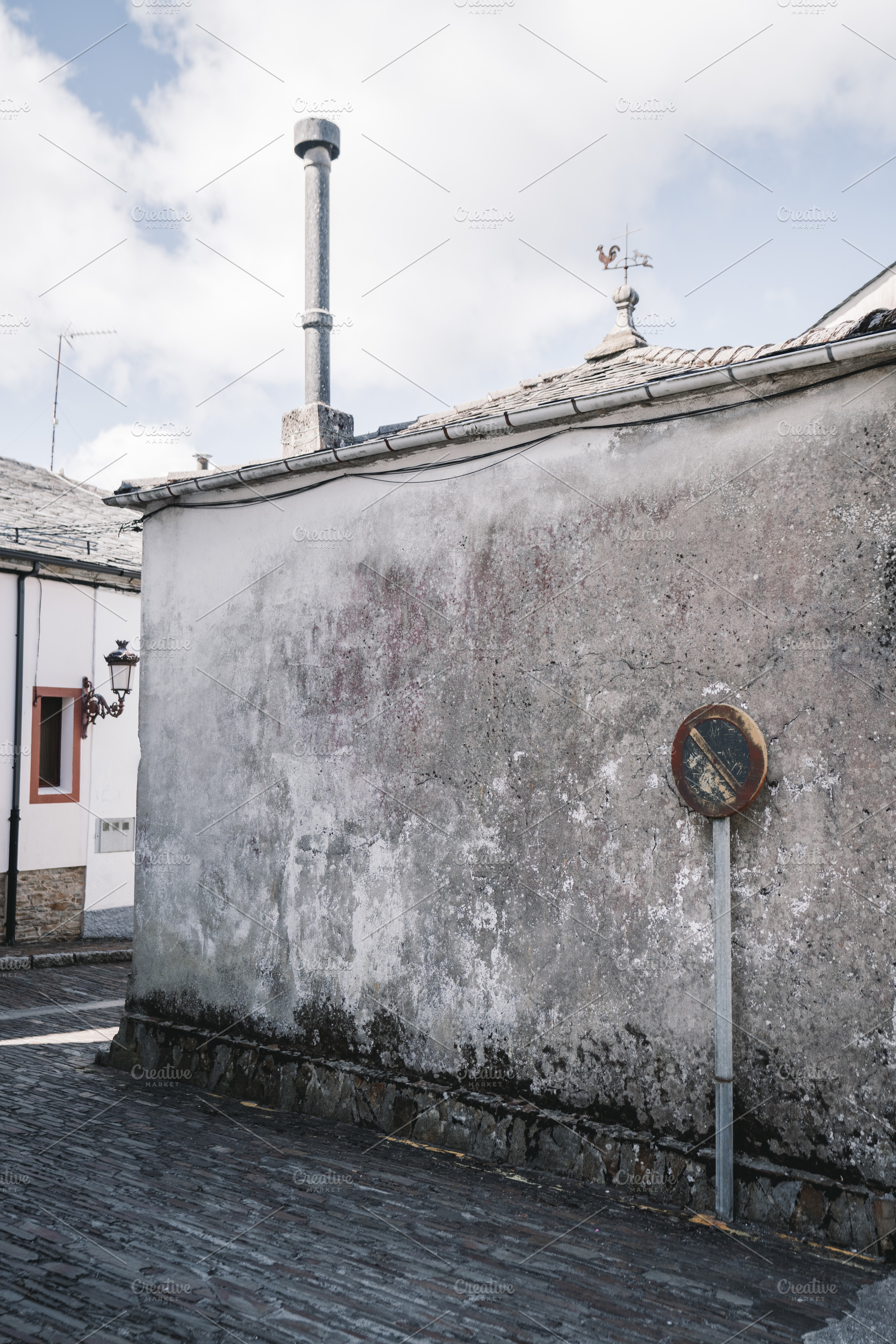 Rustic wall with old sign, an Architecture Photo by SkyNext