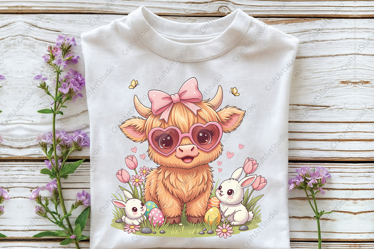 Easter Highland Cow Retro Easter PNG, an Illustration by CraftArtStudio (Photo 2 of 4)