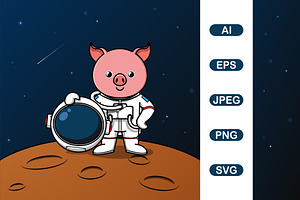 Cute Pig Astronaut