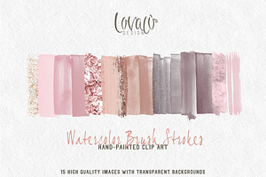 Pink Nude Gold Brush Stroke Clipart
