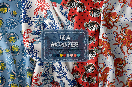 SEA MONSTERS, a Pattern Graphic by MSNTY STUDIOX
