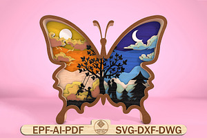 Butterfly Multilayer Cut Files Svg