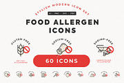 Minimalistic Food Allergen Icons, an Outline Icon by Sinclair Creative Agency (Thumbnail 1 of 7)