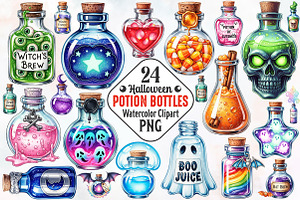 Halloween Potion Bottles Sublimation, an Illustration by RobertsArt