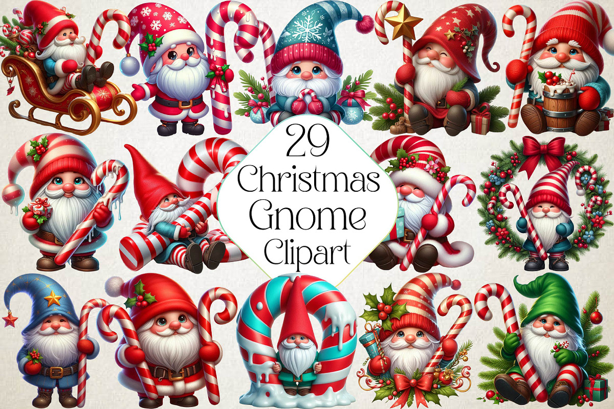 Christmas Candy Cane Icing Gnome, an Illustration by DreamPrint404 (Photo 1 of 4)