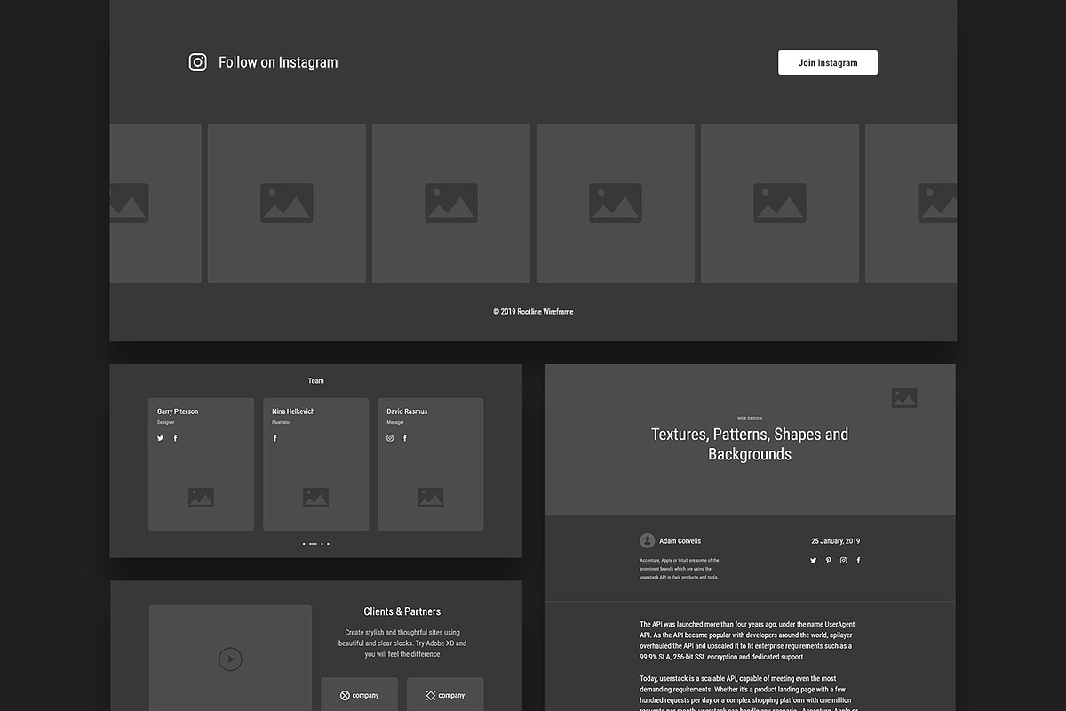 Rootline Wireframe UI Kit, a Wireframe Template by Creatoly (Photo 12 of 13)