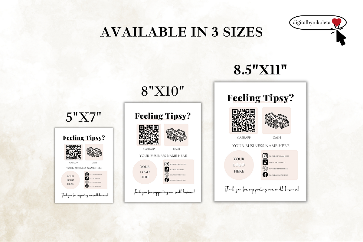 Tip Payment Business Sign Template, a Templates & Theme by Digital By Nikoleta (Photo 7 of 9)