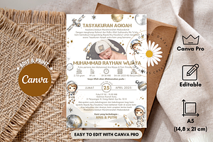 Editable Astronaut Invitation Canva, an Invitation Template by Blooming Daisy