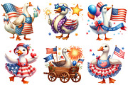 4th of July Goose Clipart PNG, an Illustration by Watercolor design (Thumbnail 2 of 4)