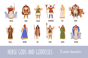 Norse mythology. Gods, goddesses set, a Person Illustration by Good Studio