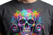 Neon Boombox Skull Splash Art, a Shirt Mockup by Vector Stall (Thumbnail 9 of 15)