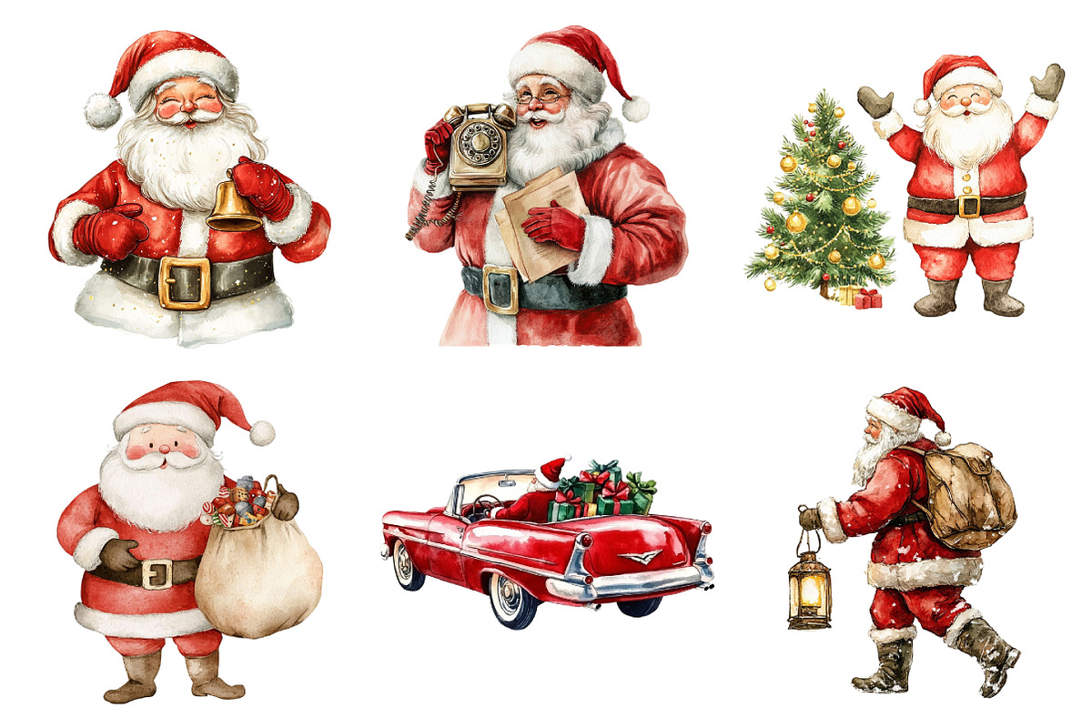 Retro Christmas Santa PNG Clipart, an Illustration by Daily.Designs (Photo 3 of 5)