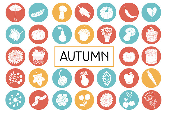 Autumn Flat Icon Pack. Vegetables
