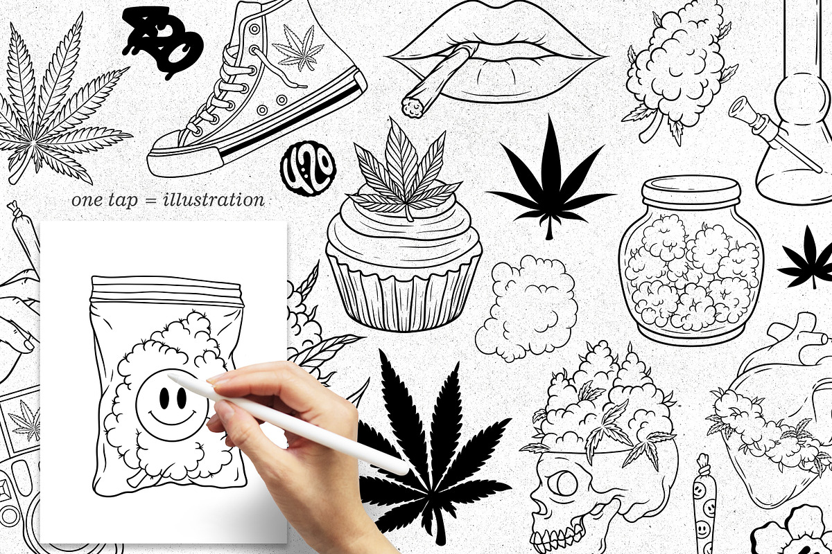 CANNABIS Procreate Stamps, a Brush Add-On by SecondOfJuly (Photo 2 of 6)