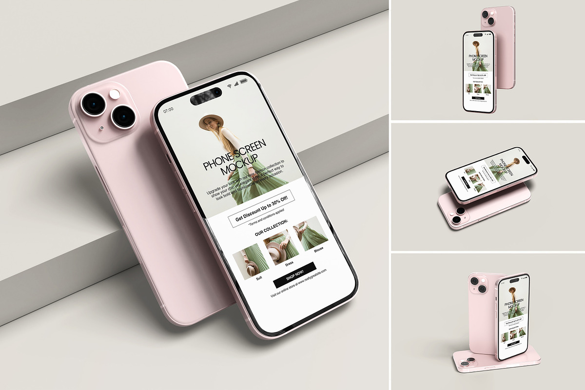 iPhone 15 Mockup, an iPhone Mockup by graphicsecond (Photo 1 of 5)