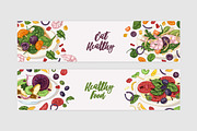 Salad set and backgrounds, a Food Illustration by Good Studio (Thumbnail 4 of 9)