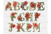 Poinsettia Alphabet | Christmas, a Seasonal Illustration by GlamArtZhanna (Thumbnail 4 of 5)