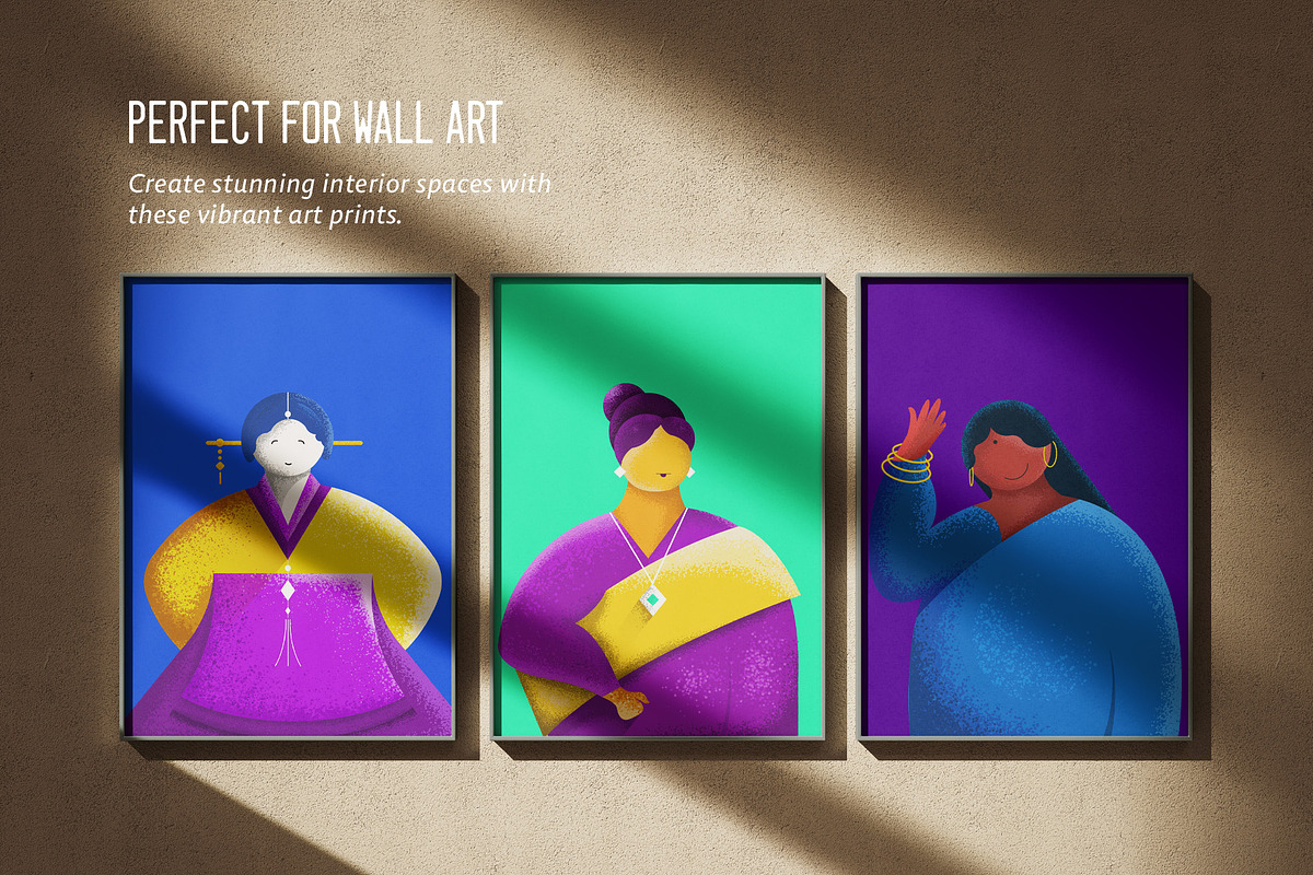 8 Textured ASIAN Women Illustrations, a Person Illustration by artdeone (Photo 4 of 6)