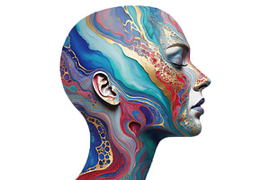 Isolated image of a surreal portrait woman filled with abstract, an Arts & Entertainment Photo by DanFLCreativo