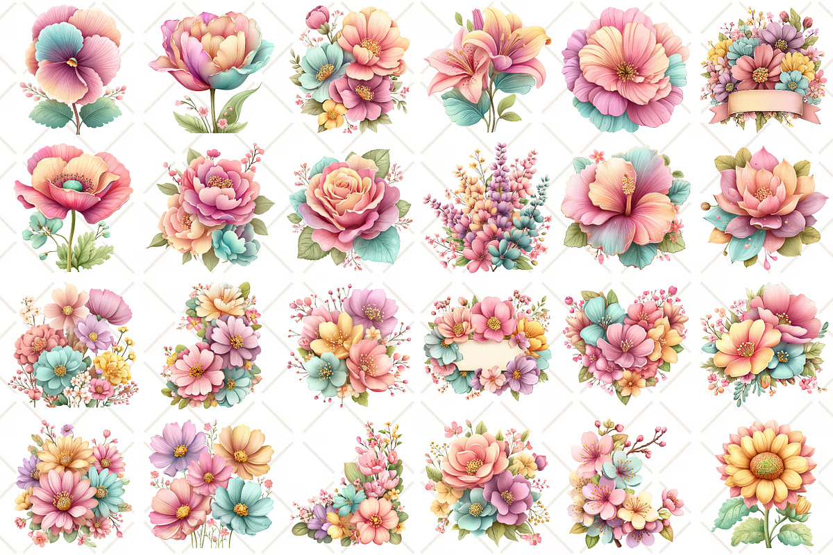 Watercolor Flower Clipart PNG, an Illustration by Black Bird Studio (Photo 2 of 5)