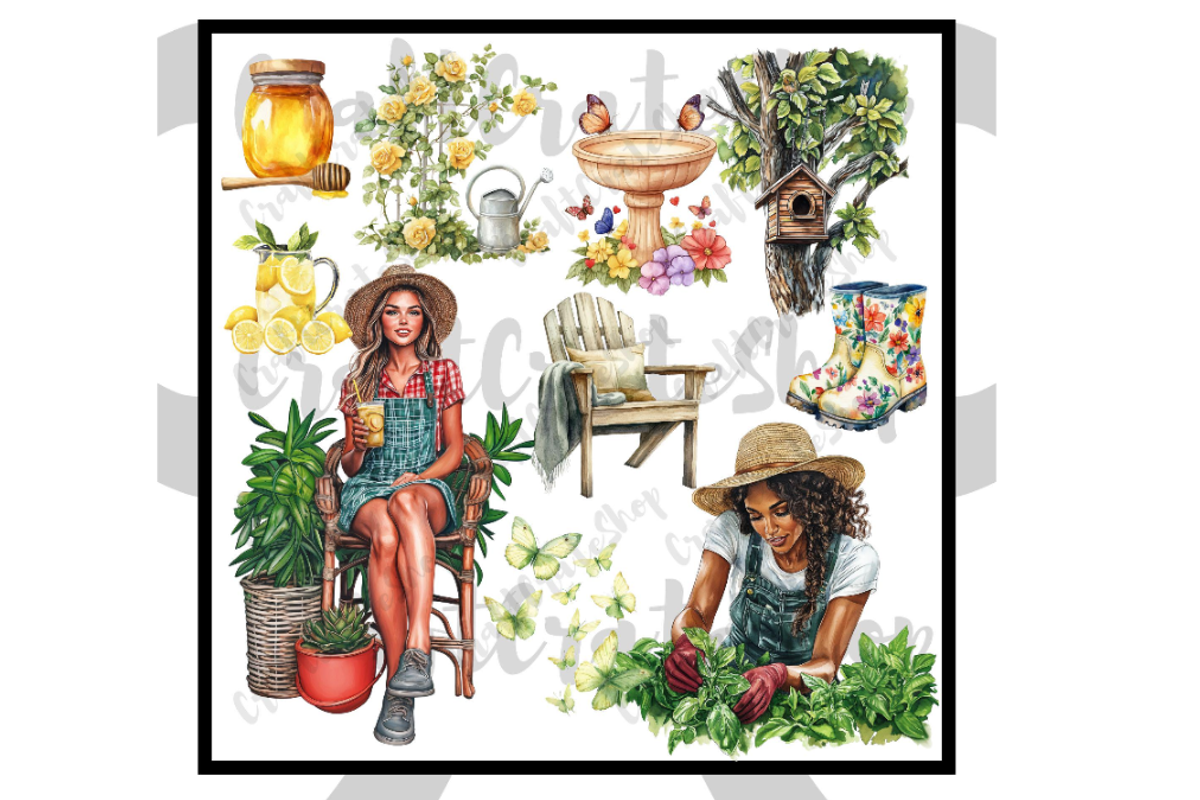 Watercolor Summer Garden Clipart, an Illustration by CraftCrateShop (Photo 3 of 7)