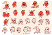 Beach Strawberry Characters Clipart, a Food Illustration by Watercolor dreams (Thumbnail 2 of 3)