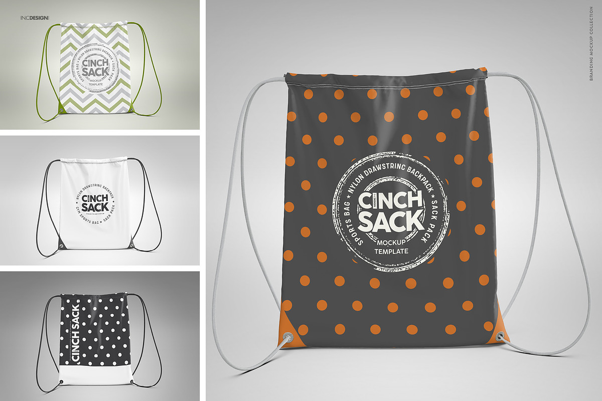 Drawstring BackpackCinch Sack Mockup, a Packaging Mockup by INCDesign (Photo 4 of 6)