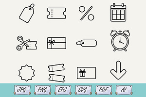 Black Friday Discount Icons SVG