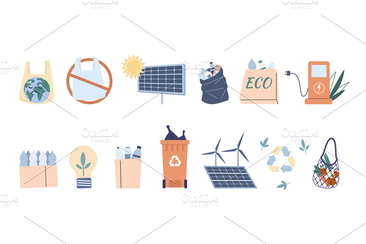 Zero waste and eco friendly elements, a Technology Illustration by Valerie Bodnar