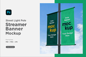 Pole Banner Mockup Side View V04