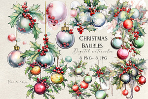 Christmas Holly and Baubles
