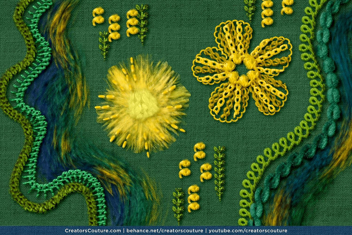 Realistic Embroidery Effect Brushes, a Brush Add-On by Creators Couture (Photo 12 of 26)