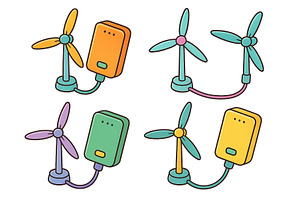 Colorful wind turbines designed for, a Technology Illustration by ZinetroN