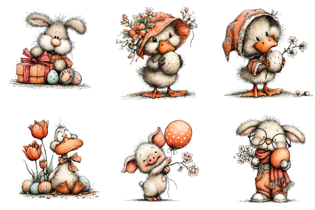 Whimsical Easter Farm Animals Clipar, an Illustration by CreationArt (Photo 4 of 6)
