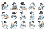 Watercolor Christmas Snowman PNG, a Seasonal Illustration by Nicolle's Colorful Art (Thumbnail 5 of 7)