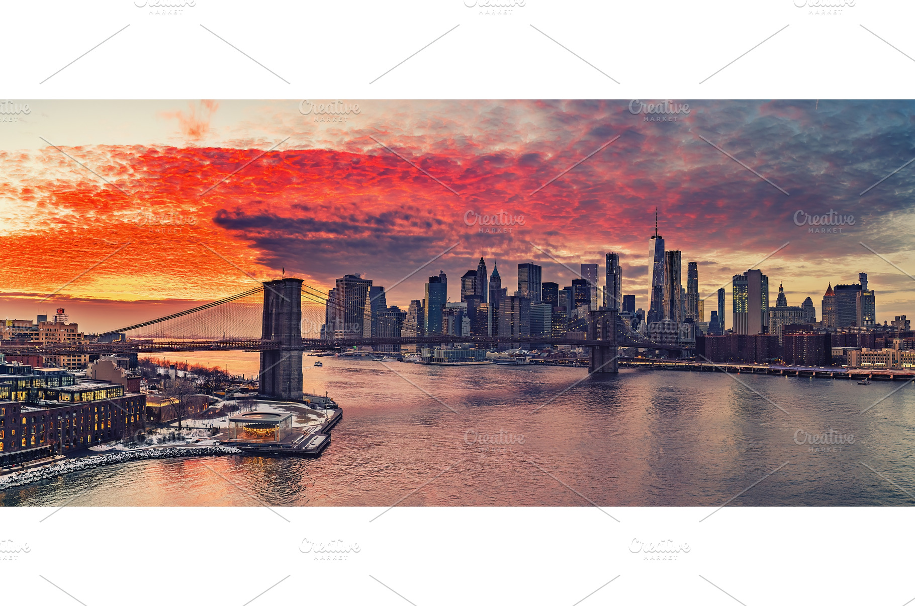 Brooklyn bridge and Manhattan at, an Architecture Photo by sborisov